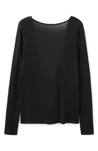 Mango Open Back Sweater In Black