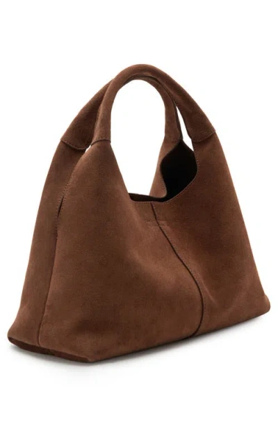 Mango Suede Shoulder Bag In Brown