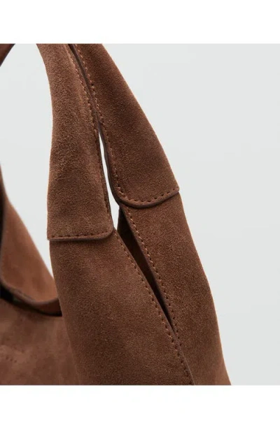 Mango Suede Shoulder Bag In Brown