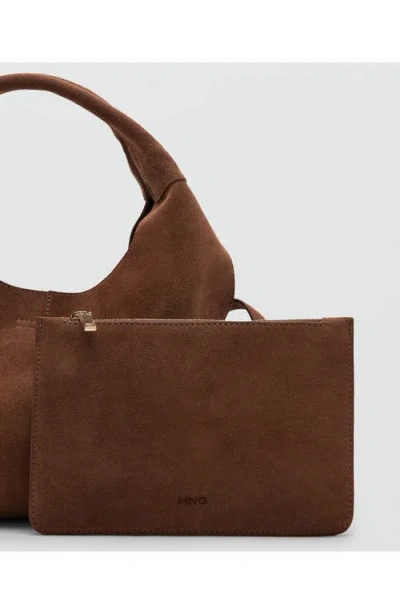 Mango Suede Shoulder Bag In Brown