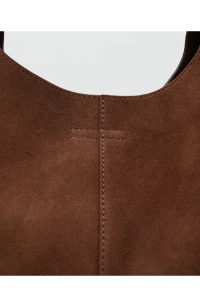 Mango Suede Shoulder Bag In Brown