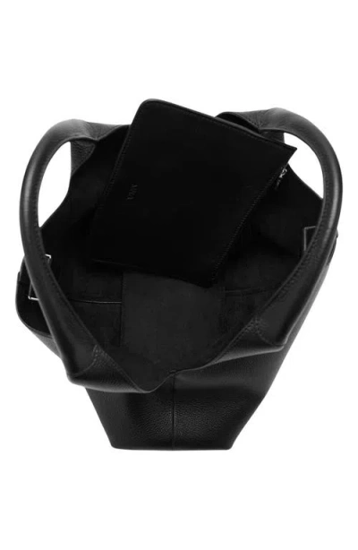 Mango Leather Shoulder Bag In Black