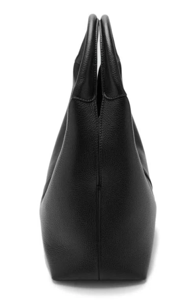 Mango Leather Shoulder Bag In Black