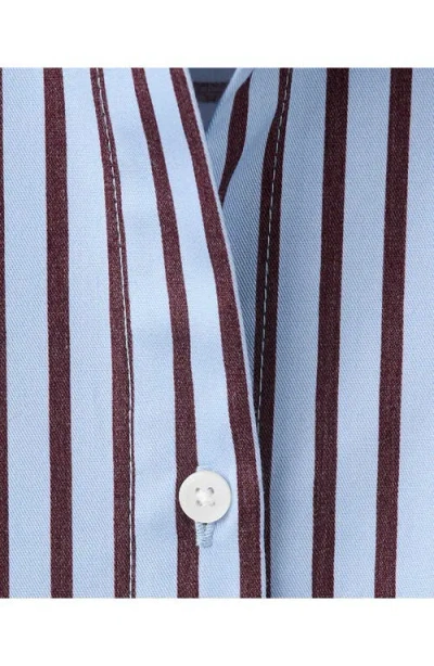 Mango Stripe Cotton Blend Button-up Shirt In Blue