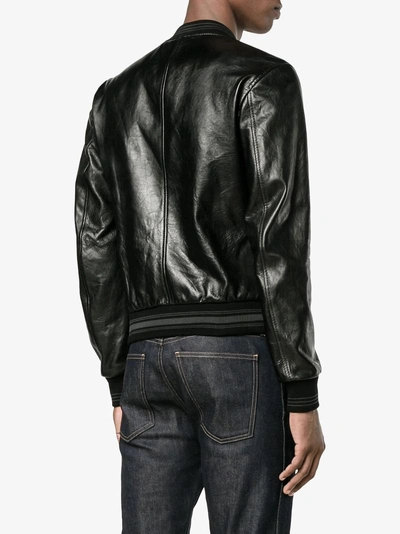 Shop Dolce & Gabbana Leather Bomber Jacket In Black