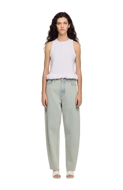 Sandro Ruffle Top In White