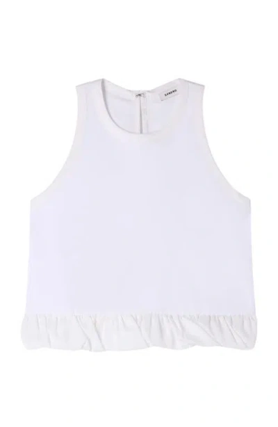 Sandro Ruffle Top In White