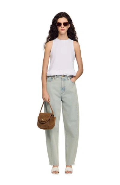 Sandro Ruffle Top In White