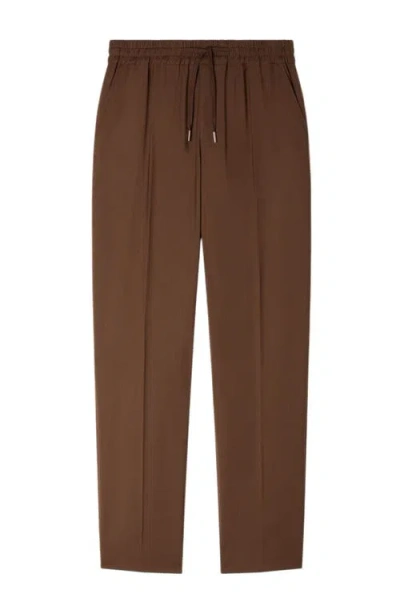 Sandro Elasticated Straight-leg Trousers In Brown