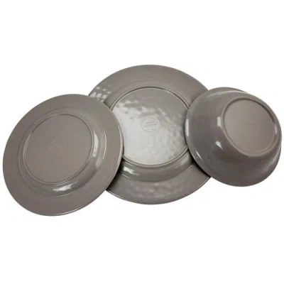 Studio California Mauna 12 Piece Dinnerware Set In Gray Crackle Look Decal In Gray