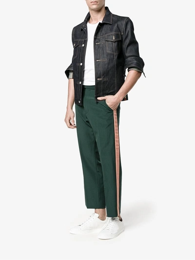 Shop Gucci Cropped Tailored Trousers In Green