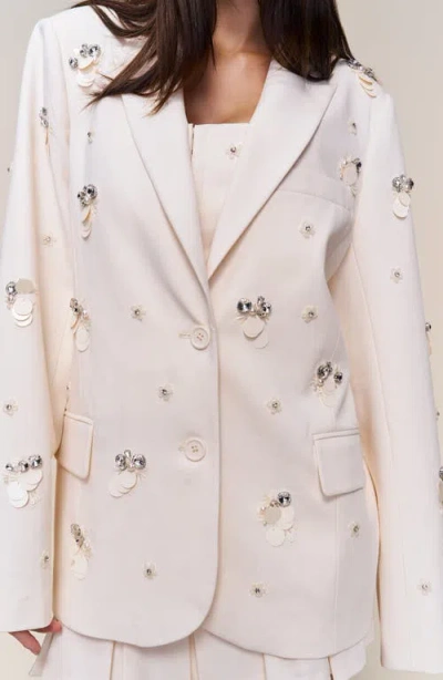 Guizio Embellished Oversized Blazer In White