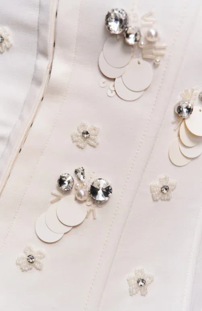 Guizio Embellished Oversized Blazer In White