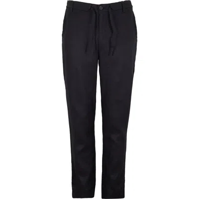 Lords Of Harlech Solid Linen Drawstring Pant In Black