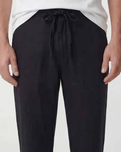 Lords Of Harlech Solid Linen Drawstring Pant In Black