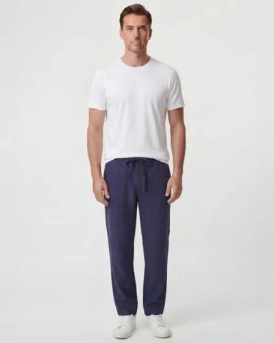 Lords Of Harlech Solid Linen Drawstring Pant In Blue