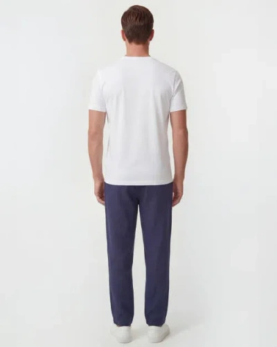 Lords Of Harlech Solid Linen Drawstring Pant In Blue