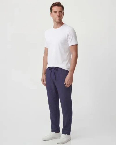 Lords Of Harlech Solid Linen Drawstring Pant In Blue