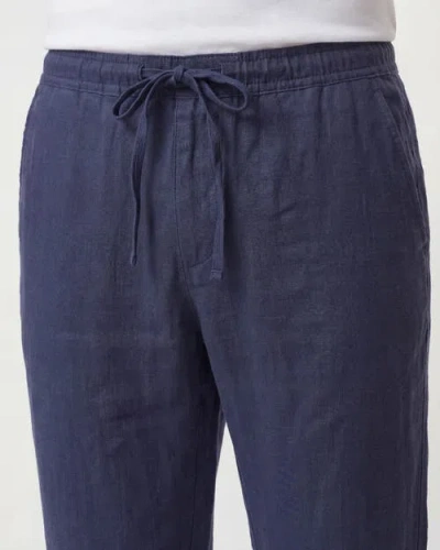 Lords Of Harlech Solid Linen Drawstring Pant In Blue