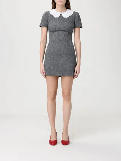 Self-portrait Grey Herringbone Collared Mini Dress Dresses Grey In Gray