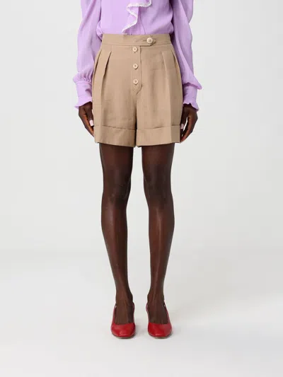 Valentino Tailored Shorts Linen Blend Pleated Design In Neutral