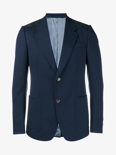 Shop Gucci Wool Blend Blazer In Blue