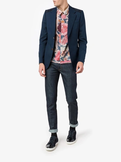 Shop Gucci Wool Blend Blazer In Blue