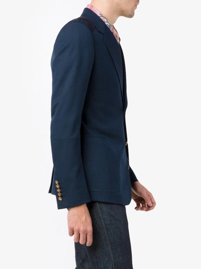Shop Gucci Wool Blend Blazer In Blue