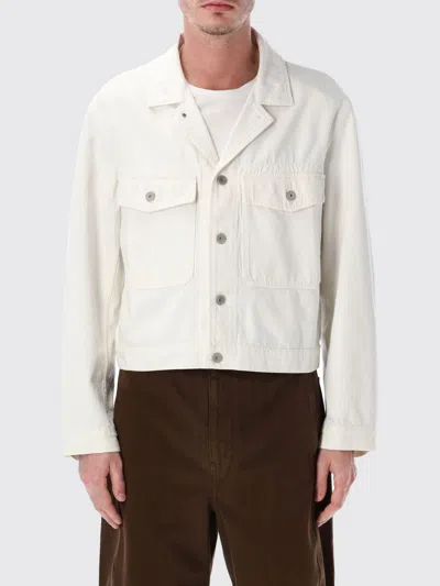 Lemaire Denim Trucker Jacket Long Sleeves Collar In White