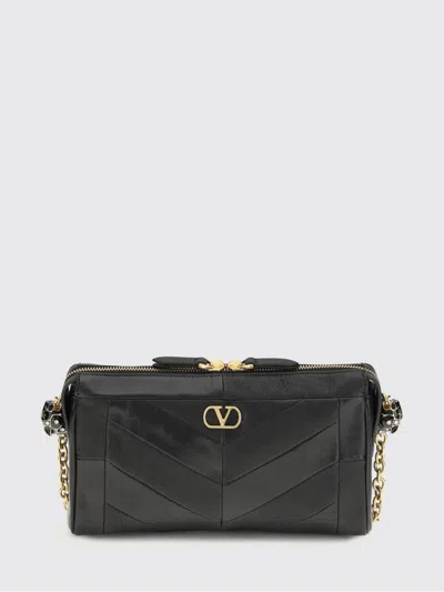 Valentino Garavani Panthea Small Shoulder In Nappa Leather With Chevron Pattern Bags In Black