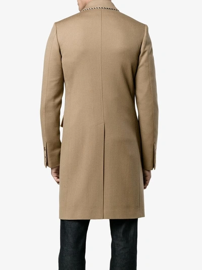 Shop Gucci Double Breasted Coat In Nude&neutrals