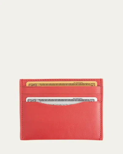 Royce New York Personalized Leather Rfid-blocking Minimalist Card Case In Red
