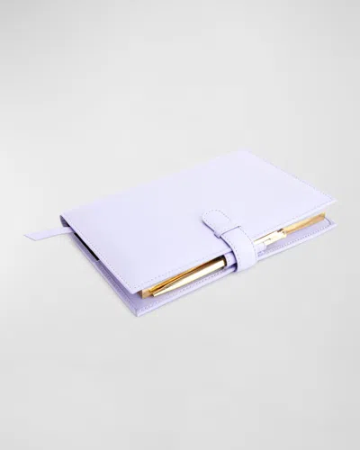 Royce New York Monogrammed Leather Executive Journal With Rollerball Pen In Blue