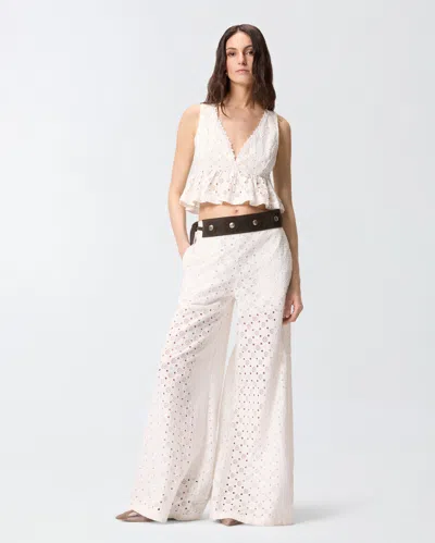 Pinko Kiersten Top Eyelet Lace Peplum Sleeveless In White