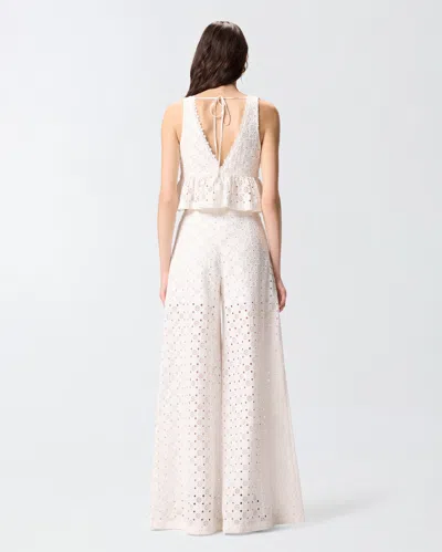 Pinko Kiersten Top Eyelet Lace Peplum Sleeveless In White