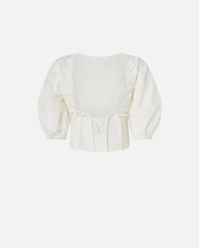 Pinko White Solid Round Neck Top In White