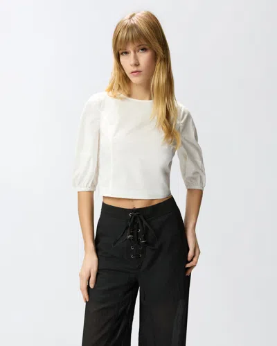 Pinko White Solid Round Neck Top In White