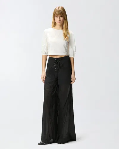 Pinko White Solid Round Neck Top In White