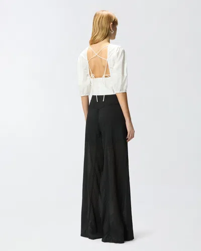 Pinko White Solid Round Neck Top In White