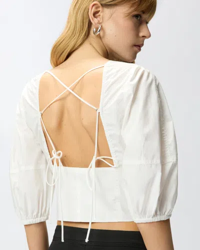 Pinko White Solid Round Neck Top In White