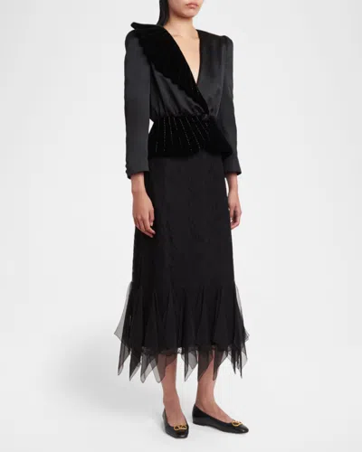 Valentino Garavani Black V Logo Signature Ballerina Flats In Nappa Leather In Multi