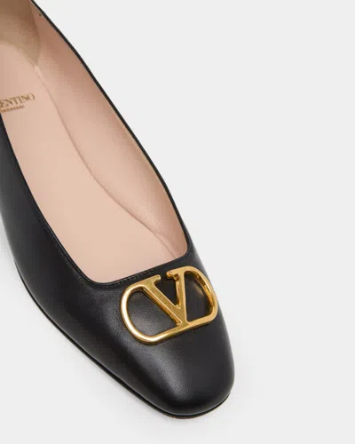 Valentino Garavani Black V Logo Signature Ballerina Flats In Nappa Leather In Multi