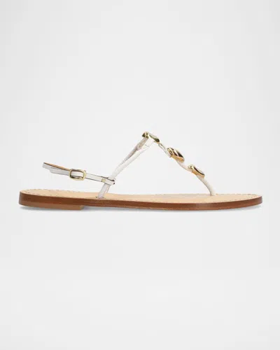 Amanu The Nairobi Leather T-strap Sandals In White