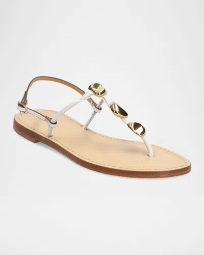 Amanu The Nairobi Leather T-strap Sandals In White