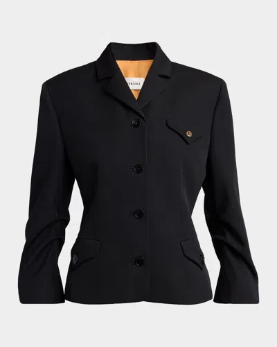 Versace Wool Grain De Poudre Informal Jacket In Black