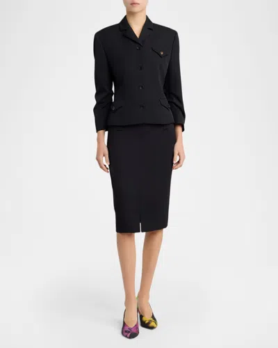 Versace Wool Grain De Poudre Informal Jacket In Black