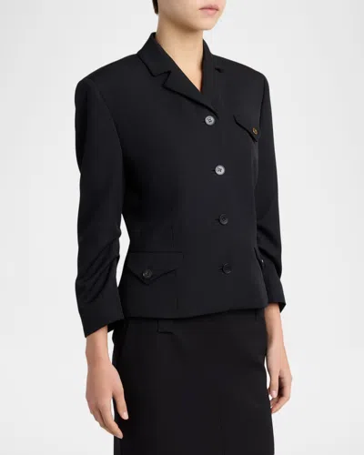 Versace Wool Grain De Poudre Informal Jacket In Black