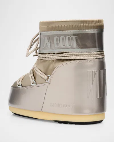 Moon Boot Icon Glance Satin Low Snow Boots In Silver
