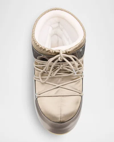 Moon Boot Icon Glance Satin Low Snow Boots In Silver