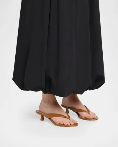 Stuart Weitzman Rio Leather Kitten-heel Thong Sandals In Brown